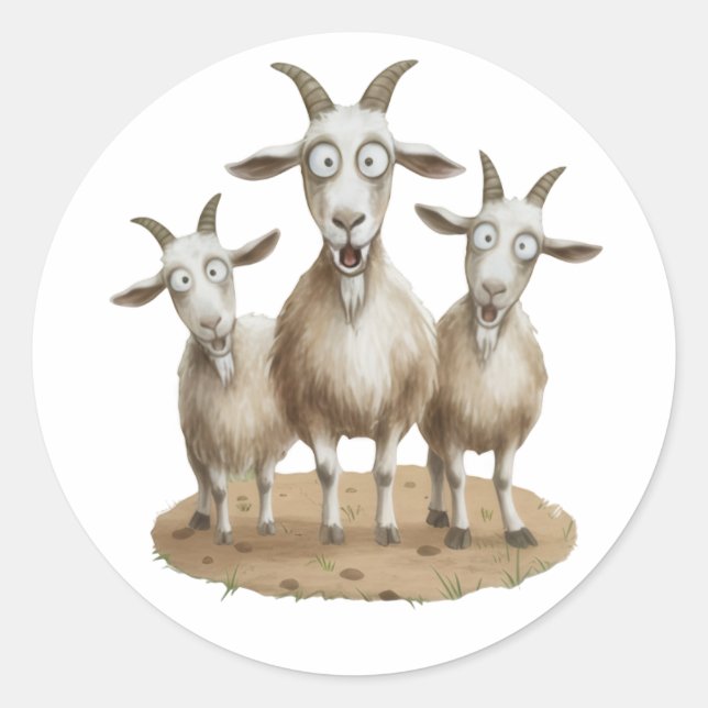Sticker Rond Shocked Goats Trio (Devant)