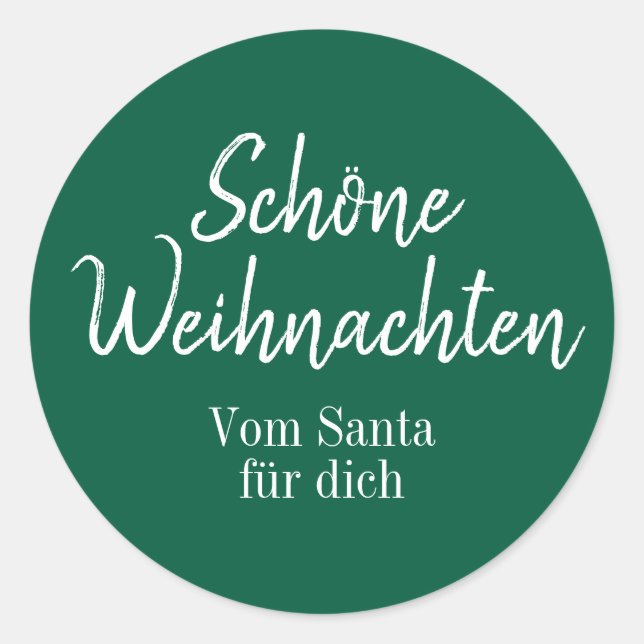 Sticker Rond Shöne Weihnachten Green Merry Christmas in German  (Devant)