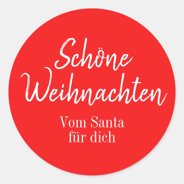 Sticker Rond Shöne Weihnachten Merry Christmas in German  (Devant)