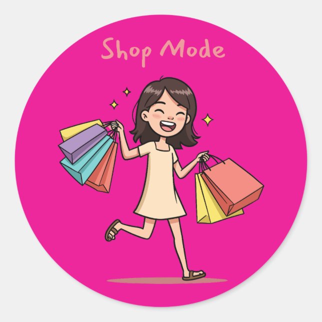 Sticker Rond Shop Mode shopping lover (Devant)