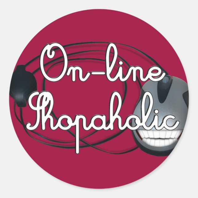 Sticker Rond Shopaholic en ligne (Devant)