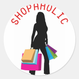 STICKER ROND SHOPAHOLIQUE