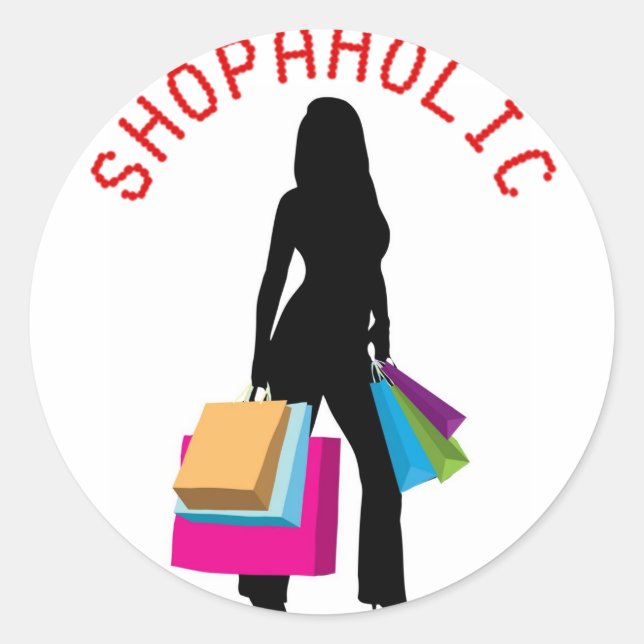 STICKER ROND SHOPAHOLIQUE (Devant)