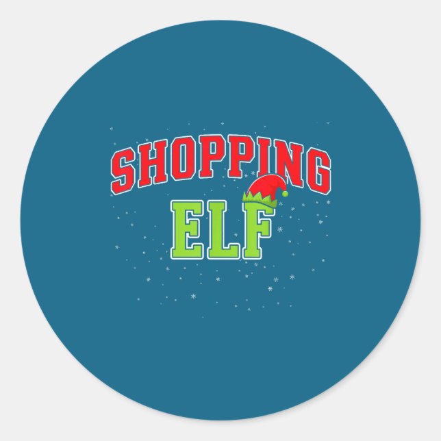 Sticker Rond Shopng Elf Christmas Family Matching Group Xmas Sh (Devant)