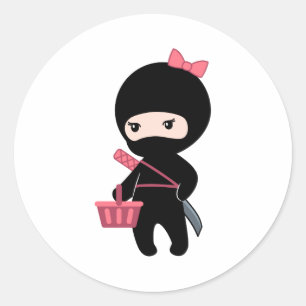 Sticker Rond Shopping Ninja Girl