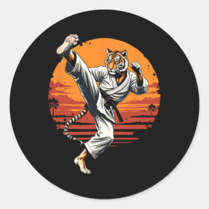 Sticker Rond Shotokan Karate Fighter Martial Arts Tiger Funny K