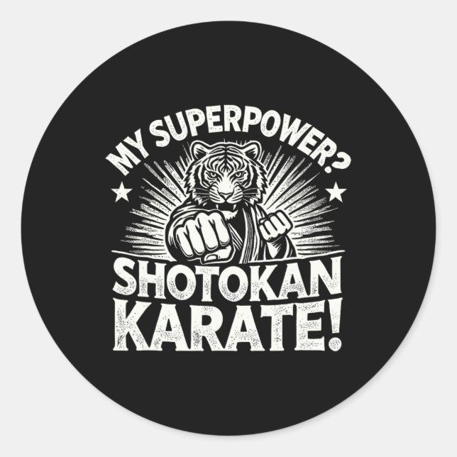 Sticker Rond Shotokan Karate Fighter Martial Arts Tiger Funny K (Devant)