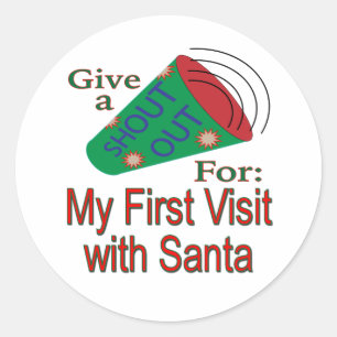 Sticker Rond Shout Out pour ma 1ère visite avec Père Noël