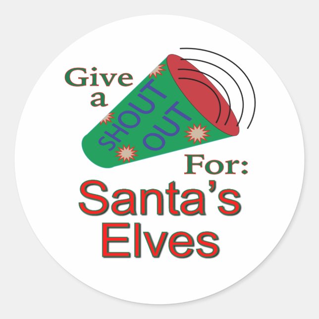 Sticker Rond Shout Out pour Père Noël Elves (Devant)