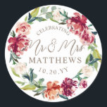 Sticker Rond Shower vert floral Wedding<br><div class="desc">Customize for your event; transfer to any product</div>