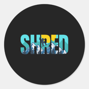 Sticker Rond Shred Mountain Snowboard Pistes Sunset Graphisme