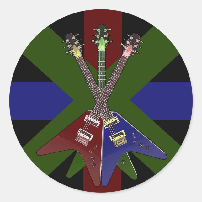 Sticker Rond Shredder de guitare volant (Devant)