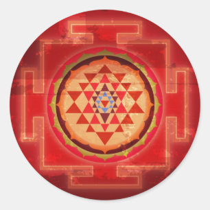 Sticker Rond Shree vintage grunge Yantra