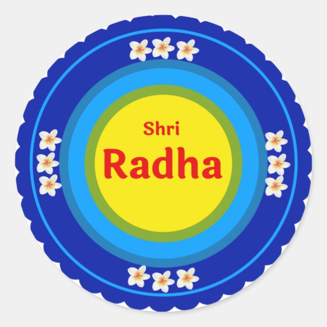 Sticker Rond Shri Radha comme à Vrindavan (Devant)