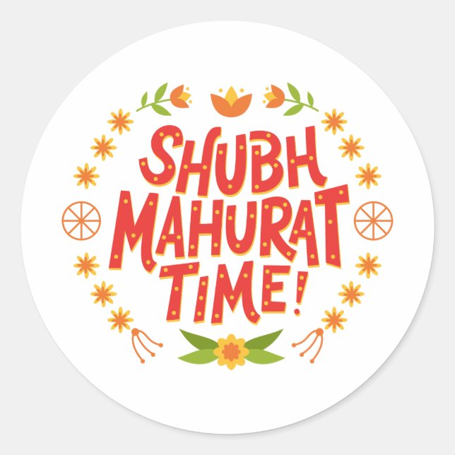Sticker Rond Shubh Mahurat desi fête des mariages indiens (Devant)