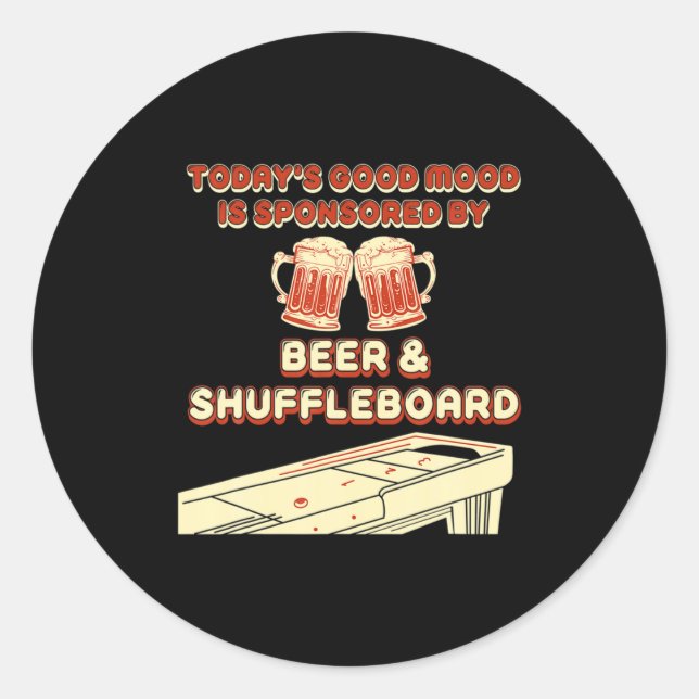 Sticker Rond Shuffleboard Player Beer  (Devant)