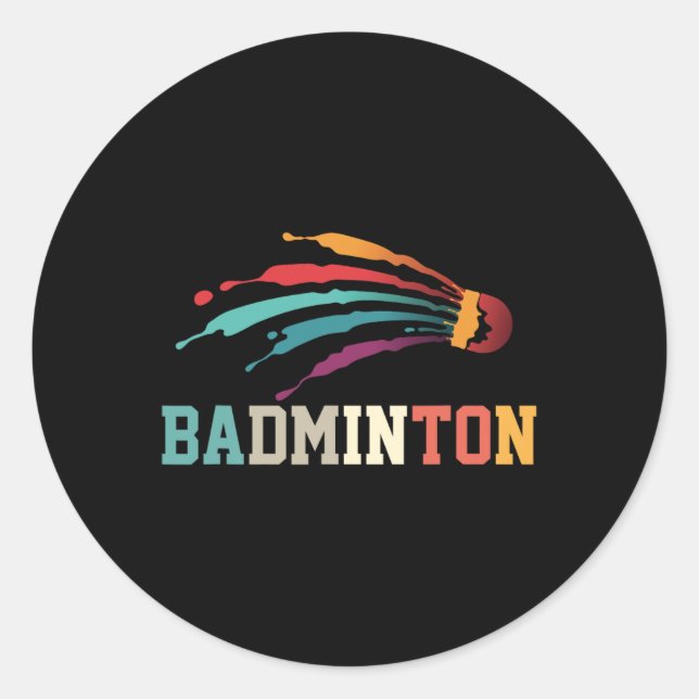 Sticker Rond Shutter Badminton Player Sports Racket Coach Team (Devant)