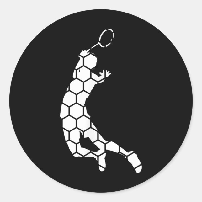 Sticker Rond Shutter Badminton Squash Joueur Badminton (Devant)