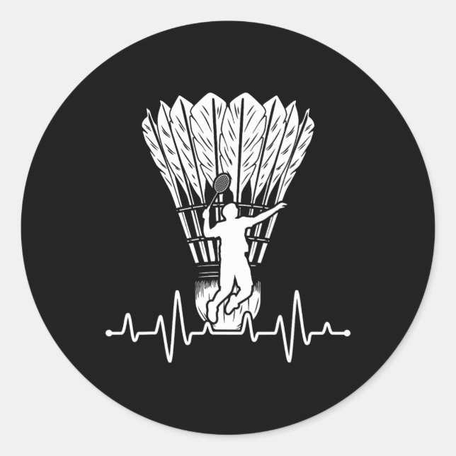 Sticker Rond Shuttle Heartbeat Badminton (Devant)