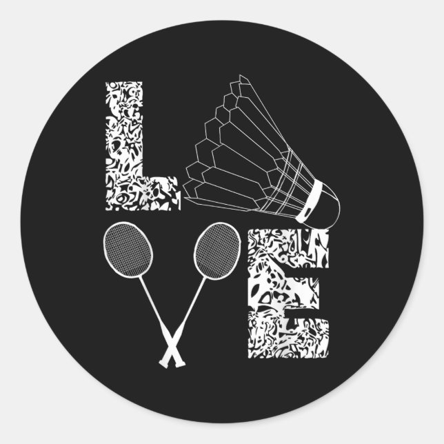 Sticker Rond Shuttle Love Badminton Lover Racquet Smashs (Devant)