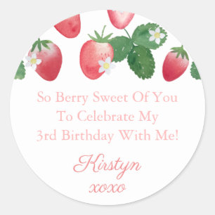 Sticker Rond Si Berry Sweet De Vous Fraises Merci Favoriser