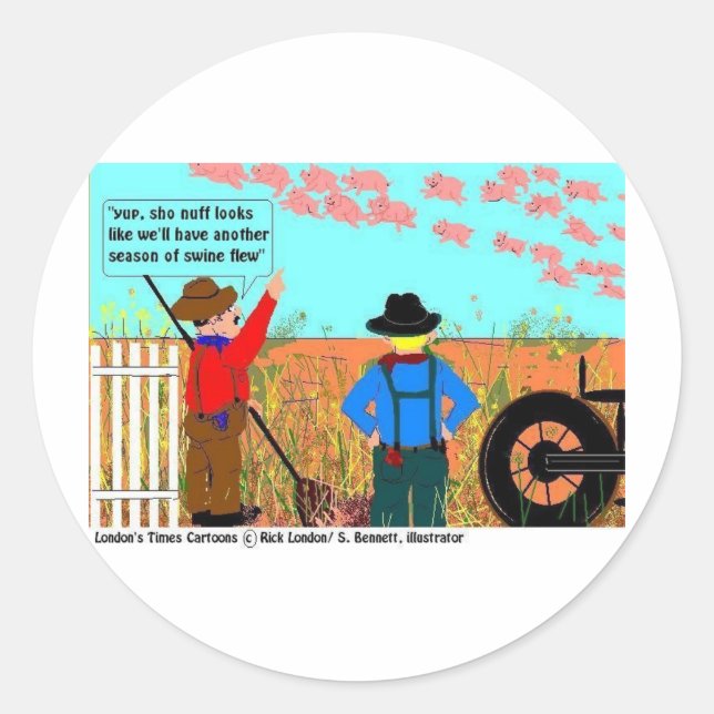 Sticker Rond Si les cochons volaient Cadeaux et objets de colle (Devant)