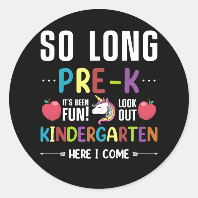 Sticker Rond Si Long Pré-K jardin d'enfants ici Je viens Pré-k (Devant)