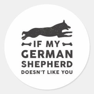 Sticker Rond Si mon berger allemand Amoureux des chiens Vintage
