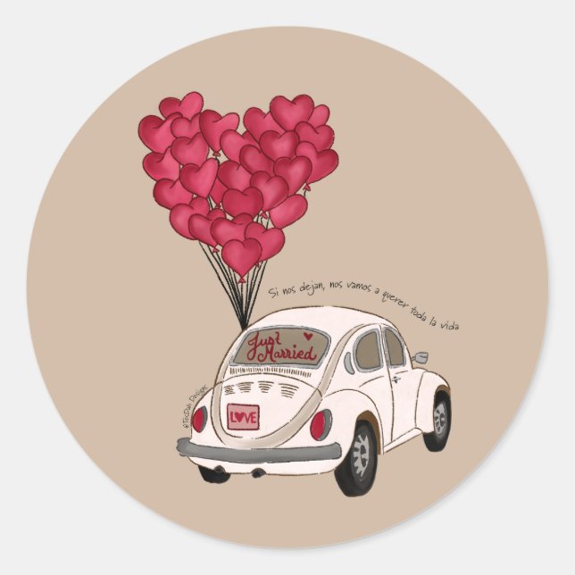 Sticker Rond Si Nos Dejan | Tout juste mariés (Devant)