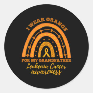 Sticker Rond Si Nous Portons Orange Pour Grand-Père Leucémie Ca