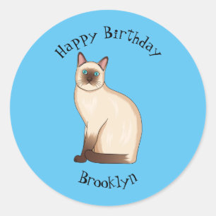 Sticker Rond Siamese cat cartoon