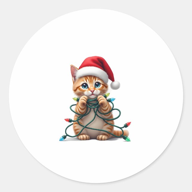 Sticker Rond Siamese Cat Christmas V-Neck (1) (Devant)