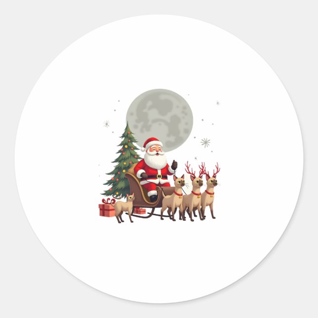 Sticker Rond Siamese Reindeer Christmas Siamese Cat Lover Gifts (Devant)