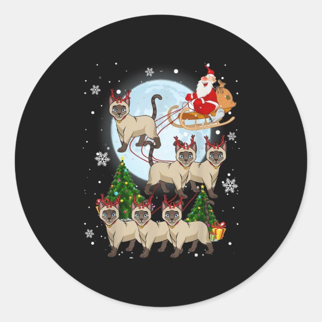 Sticker Rond Siamese Reindeer Christmas Siamese Cat Lover Men W (Devant)