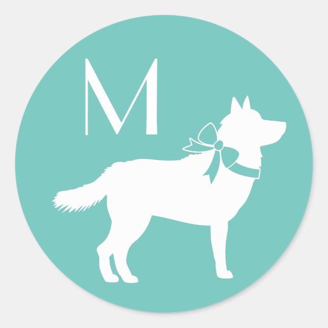 Sticker Rond Sibérie Husky Chien Chien Chien Chiot Malamut (Devant)