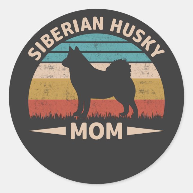 Sticker Rond Sibérie Husky Maman Special Bond Husky Mama (Devant)
