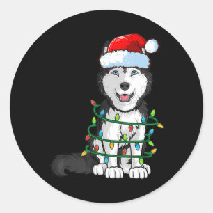 Sticker Rond Sibérien Husky Noël Noël Noël Noël Noël Noël Noël 