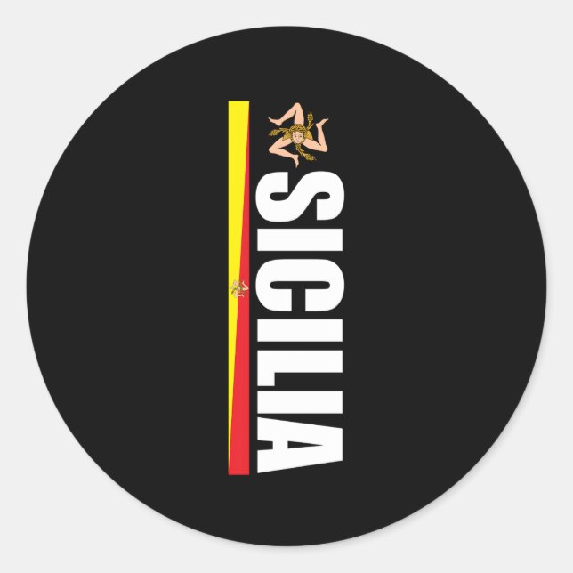 Sticker Rond Sicilia Soccer Fier Sicilien Trinacria Drapeau Si (Devant)