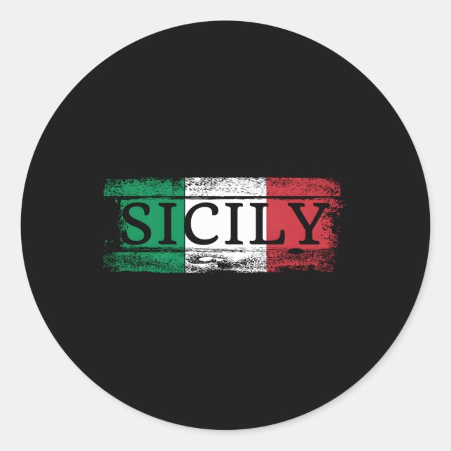 Sticker Rond Sicilienne Italie Drapeau I Sicile Vacances (Devant)