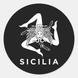 Sticker Rond Sicilienne Pride Sicilia Sicilienne Drapeau Sicili