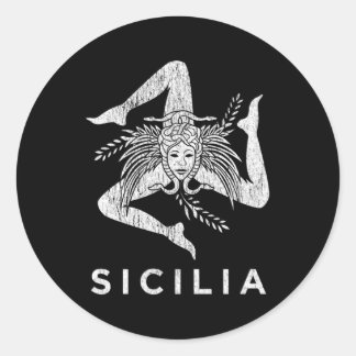 Sticker Rond Sicilienne Pride Sicilia Sicilienne Drapeau Sicili