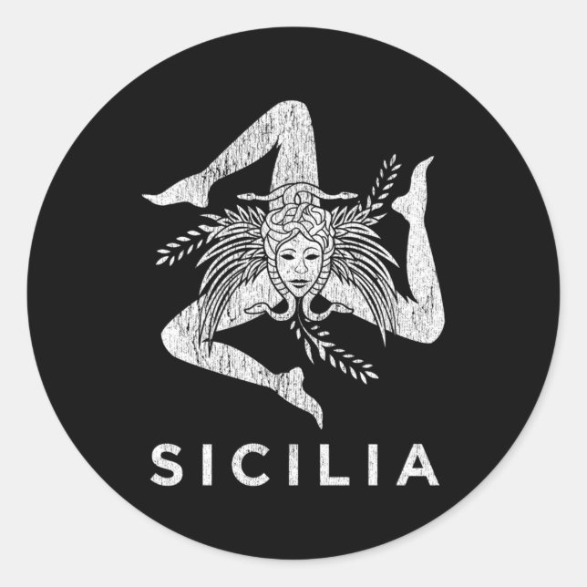 Sticker Rond Sicilienne Pride Sicilia Sicilienne Drapeau Sicili (Devant)