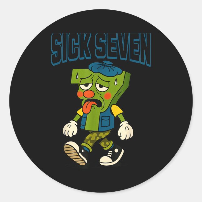 Sticker Rond Sick Seven 67 Halloween Costume For Pular Design  (Devant)