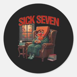 Sticker Rond Sick Seven 67 Mème Costume d'Halloween Drôle et Co