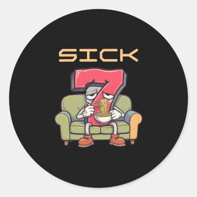 Sticker Rond Sick Seven 67 Meme Six Seven 1  (Devant)