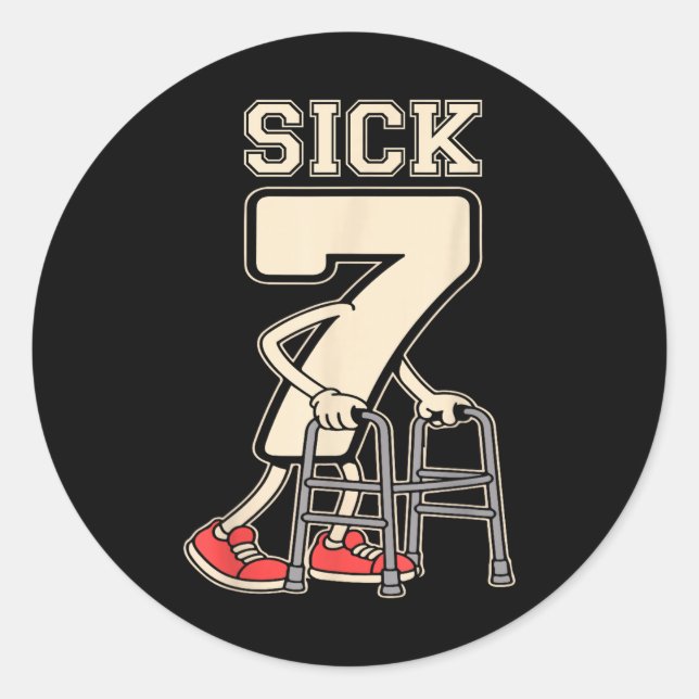 Sticker Rond Sick Seven Meme 67 Funny Sick 7 Seven With A Chrom (Devant)