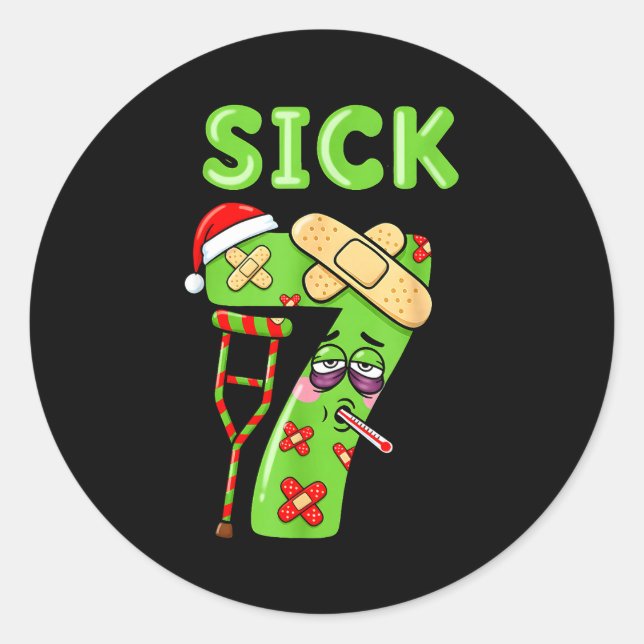 Sticker Rond Sick Seven Meme 67 Six Seven Santa Hat Christmas P (Devant)