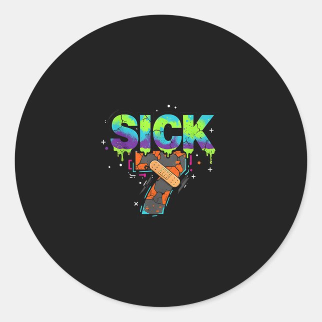 Sticker Rond Sick Seven Meme Graffiti Drip Fun Wordplay  (Devant)