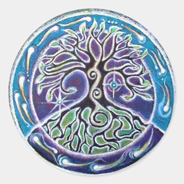 Sticker Rond Sicker mandala de l'arbre de vie (Devant)