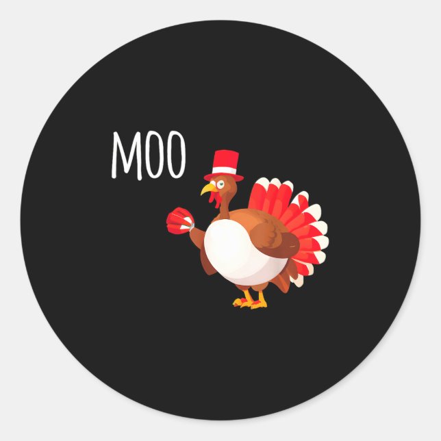 Sticker Rond Side Eye Moo Turkey Funny Thanksgiving Autumn Fall (Devant)